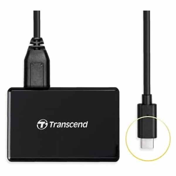 Transcend MicroUSB to USB Type C Card Reader, Black - TS-RDC8K2