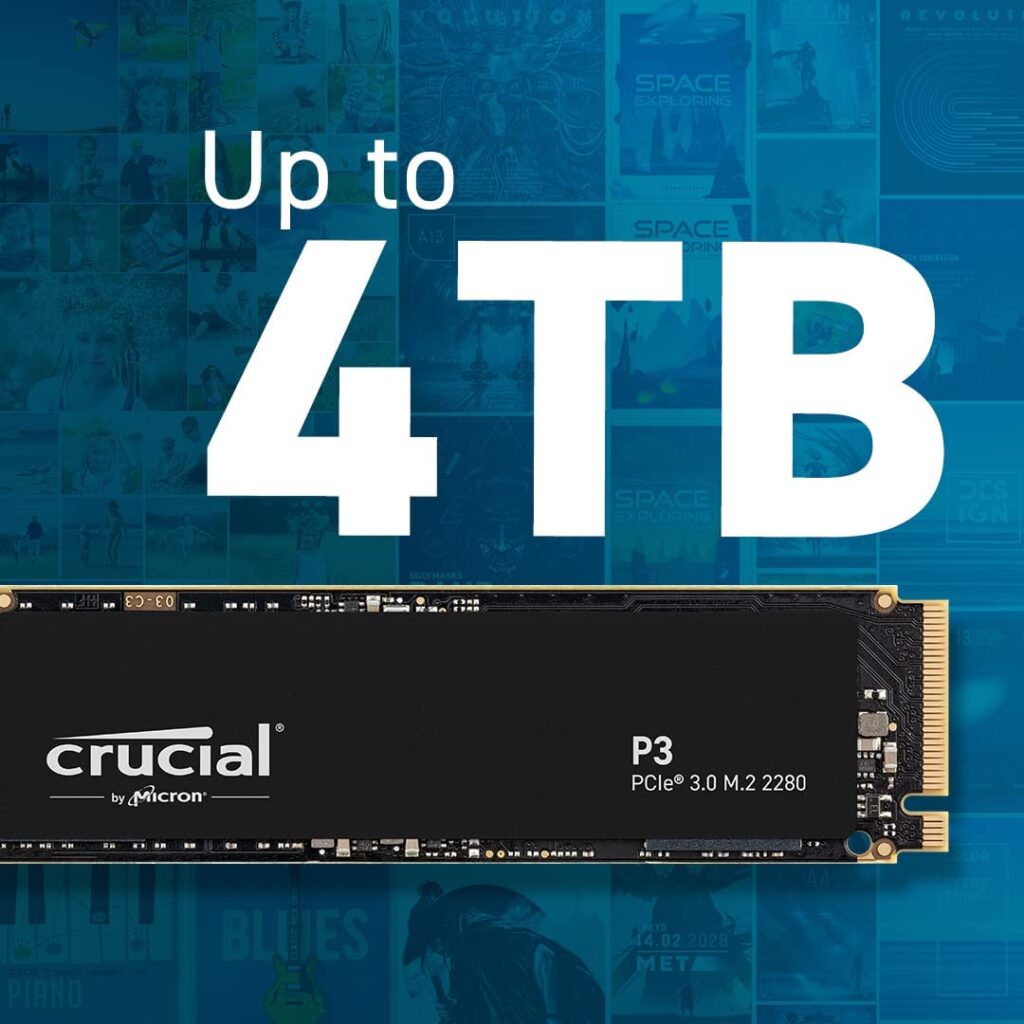 Crucial P3 500GB PCIe 4.0 3D NAND NVMe M.2 SSD, up to 3500MB/s, Black - CT500P3SSD8
