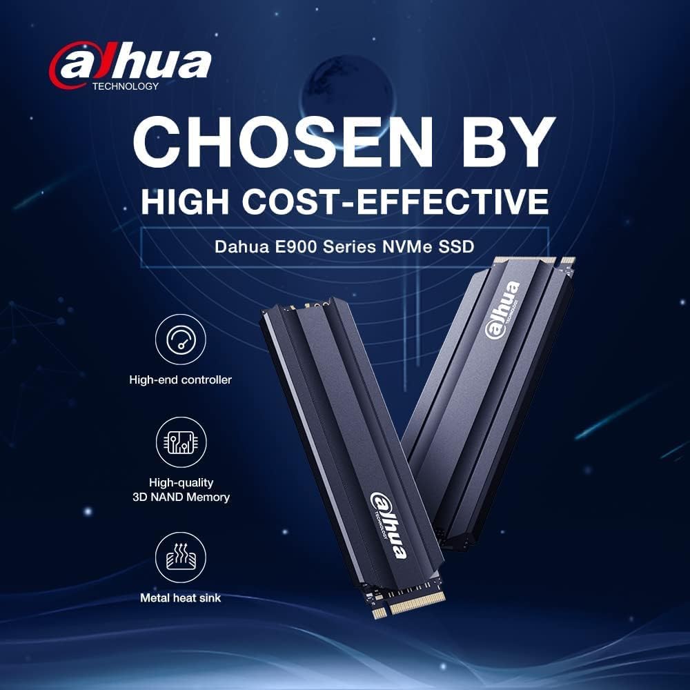 Dahua 256GB NVMe PCIe Gen 3.0x4 3D NAND SSD With Heatsink Upto 2000MB/s - DHI-SSD-E900N256G