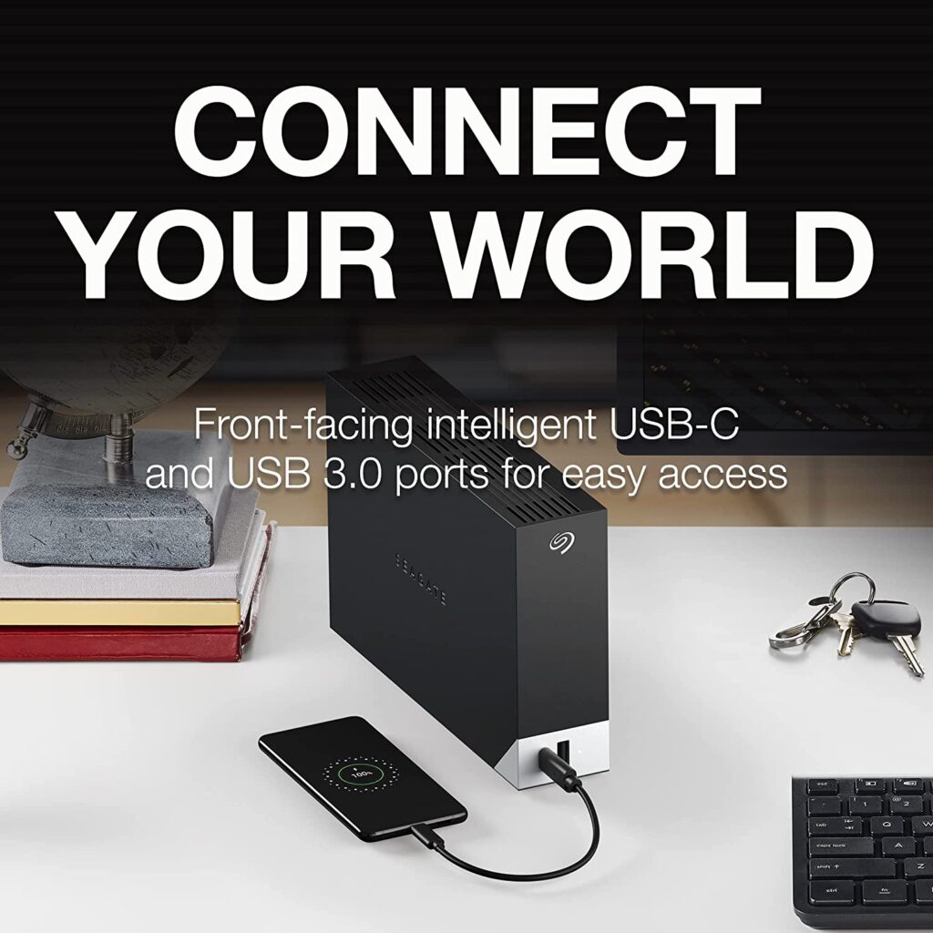 Seagate One Touch Hub, 14 TB, External Hard Drive Desktop HDD, USB-C and USB 3.0 -STLC14000400