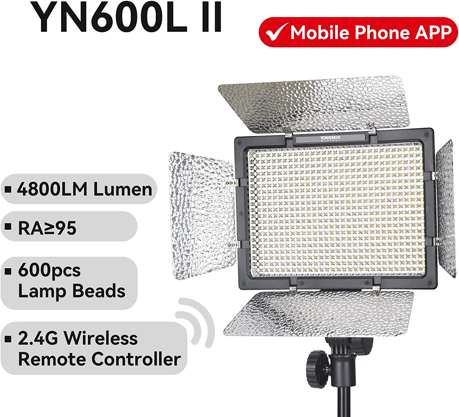 Yongnuo LED Light with AC Adapter (3200-5600K) - YN600L-II