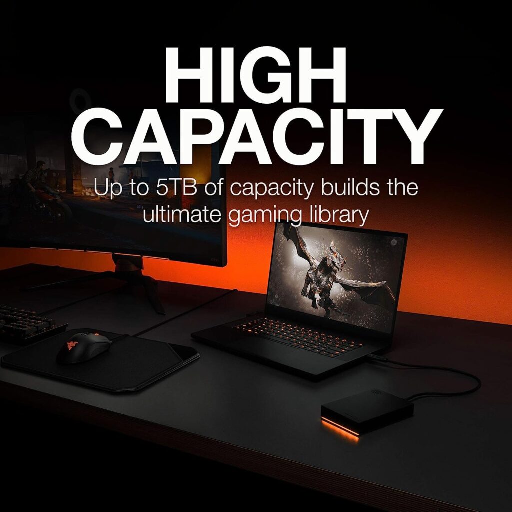 Seagate FireCuda Gaming External Hard Drive 2TB USB 3.2 Gen 1, RGB LED Lighting - STKL2000400