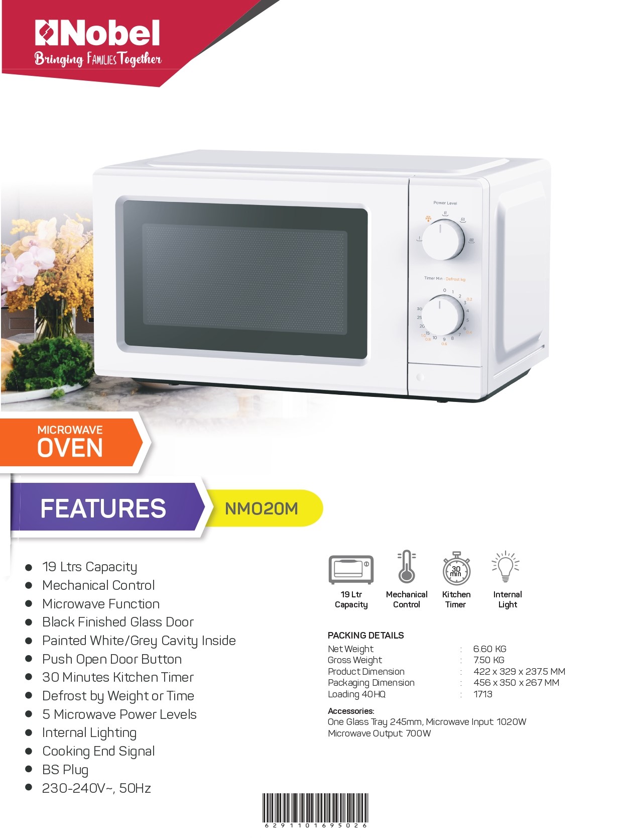 Nobel NMO20M | Microwave Oven 