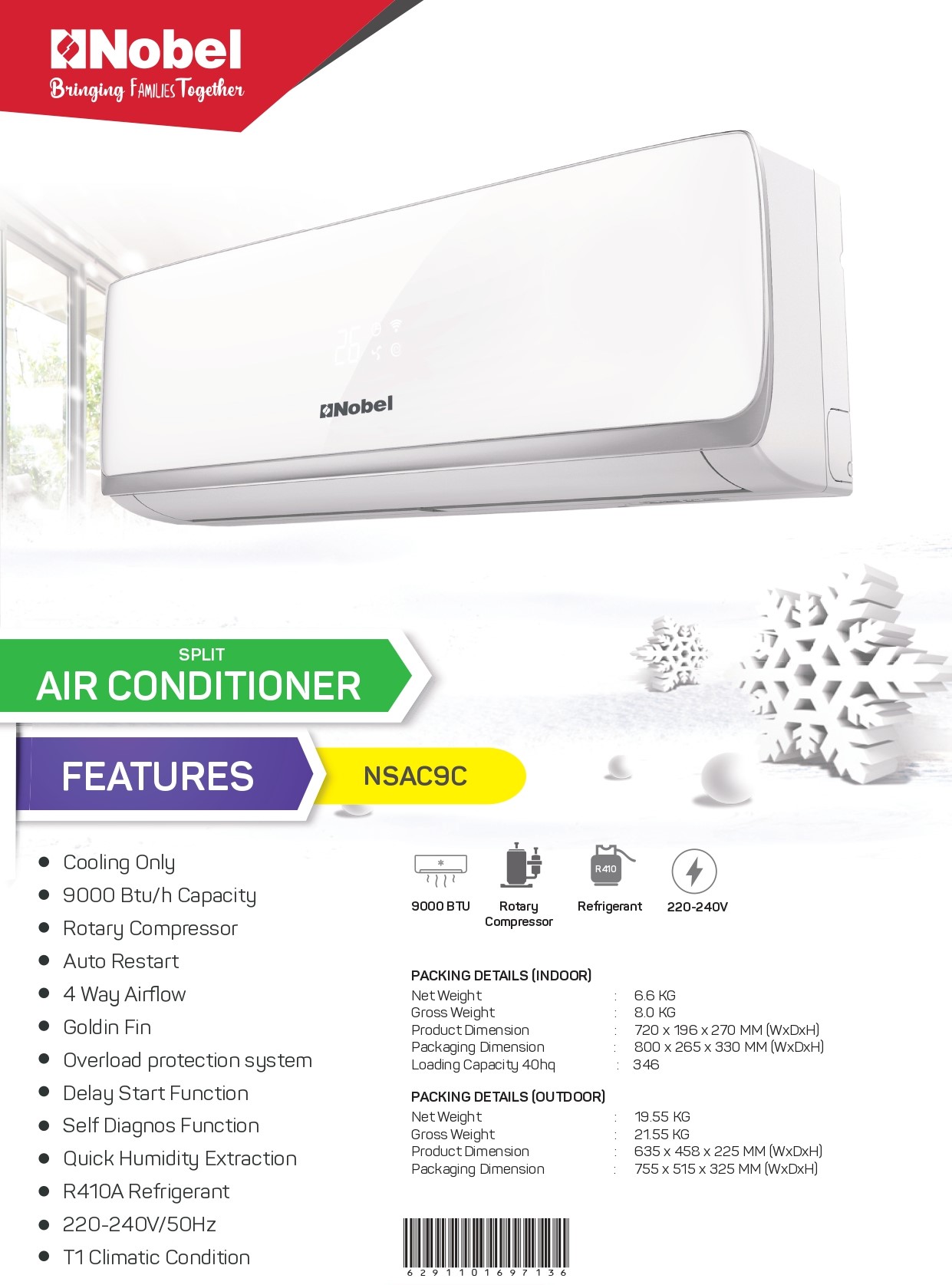 Nobel NSAC9C |  Split  Air Conditioner 
