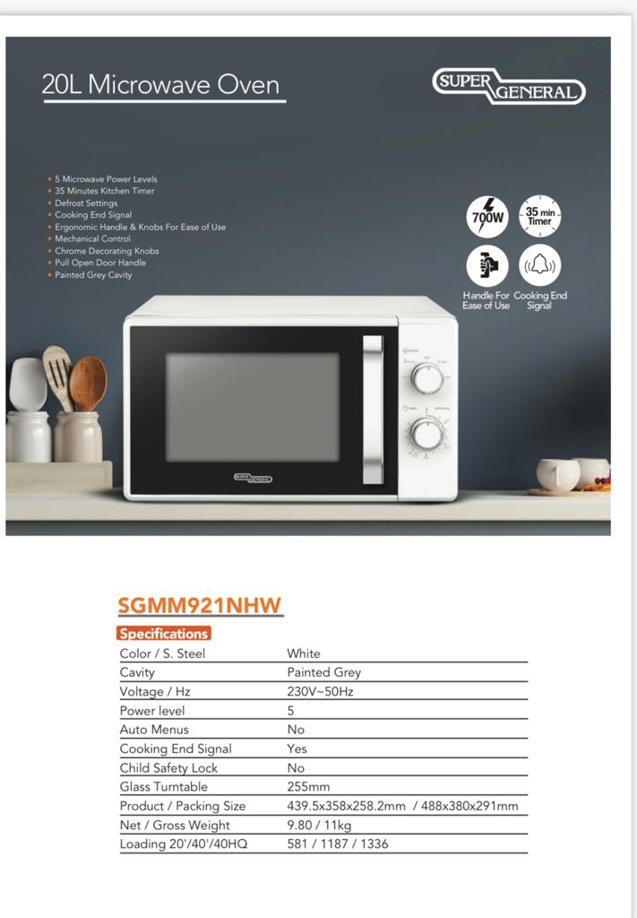 Super General SGMM921NHW | Microwave Oven 