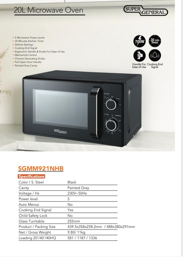 Super General SGMM921NHB | Microwave Oven 