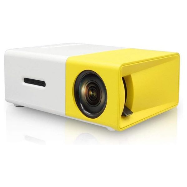 Mini Portable High Resolution Full HD LED Projector 600 Lumens, Yellow/White - YG-300