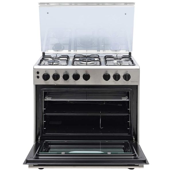 Bompani Free Standing Gas Cooker, 80X50Cm, 5 Gas Burners, Gas Oven & Grill, Full Safety, Stainless Steel - ESSENTIAL80GG5TCIX