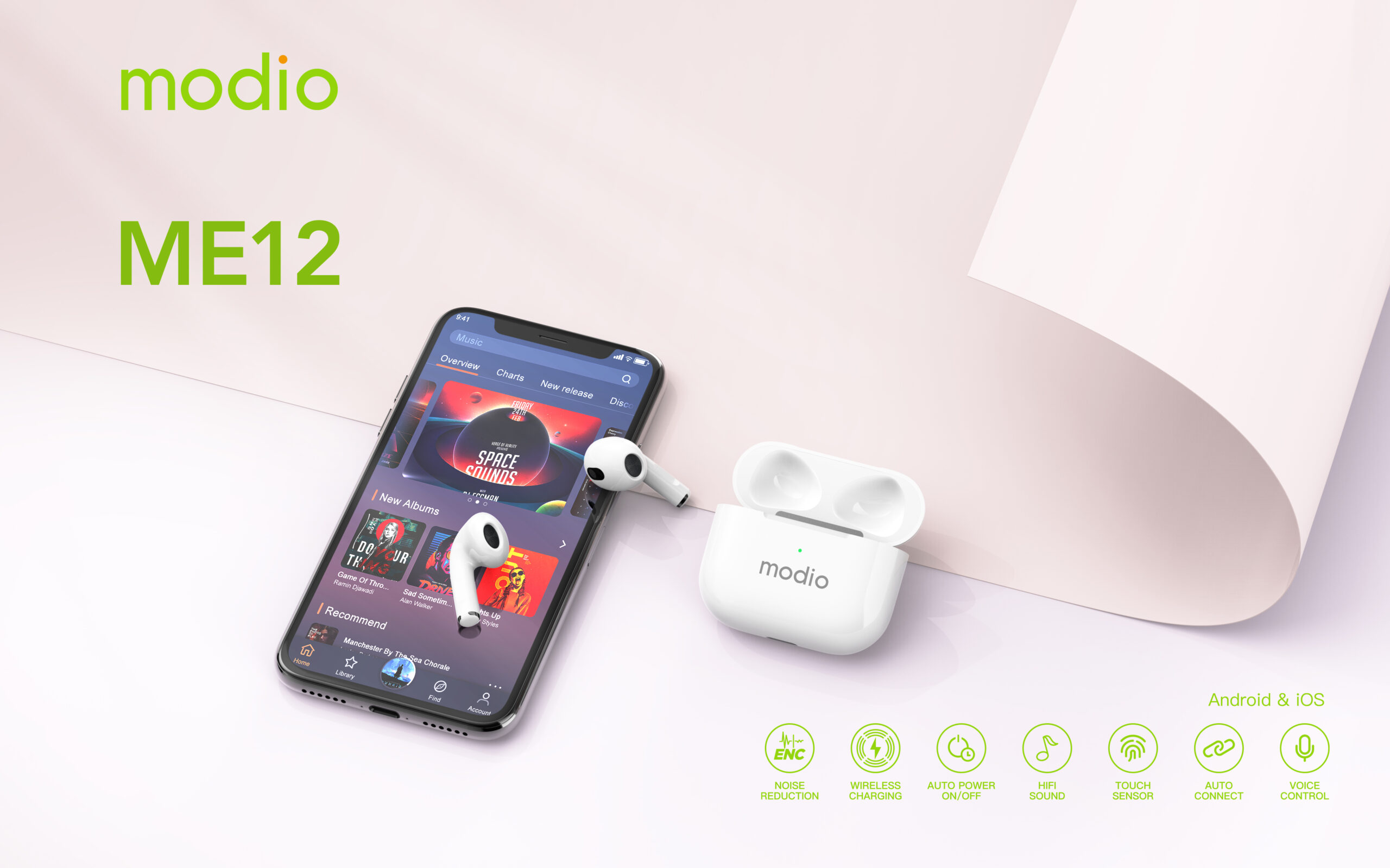 Modio ME12 | Bluetooth Wireless Earbuds