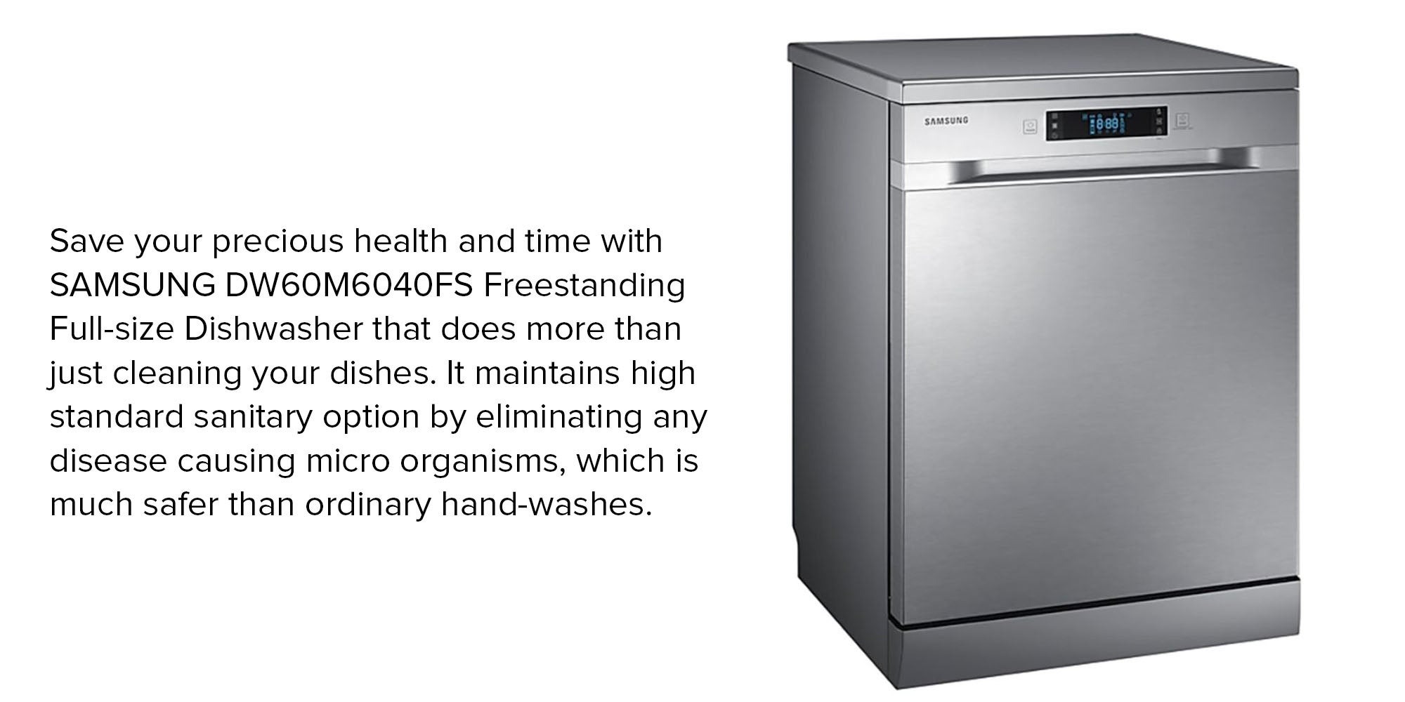 Samsung DW60M6040FS/GU | Free Standing Dishwasher 