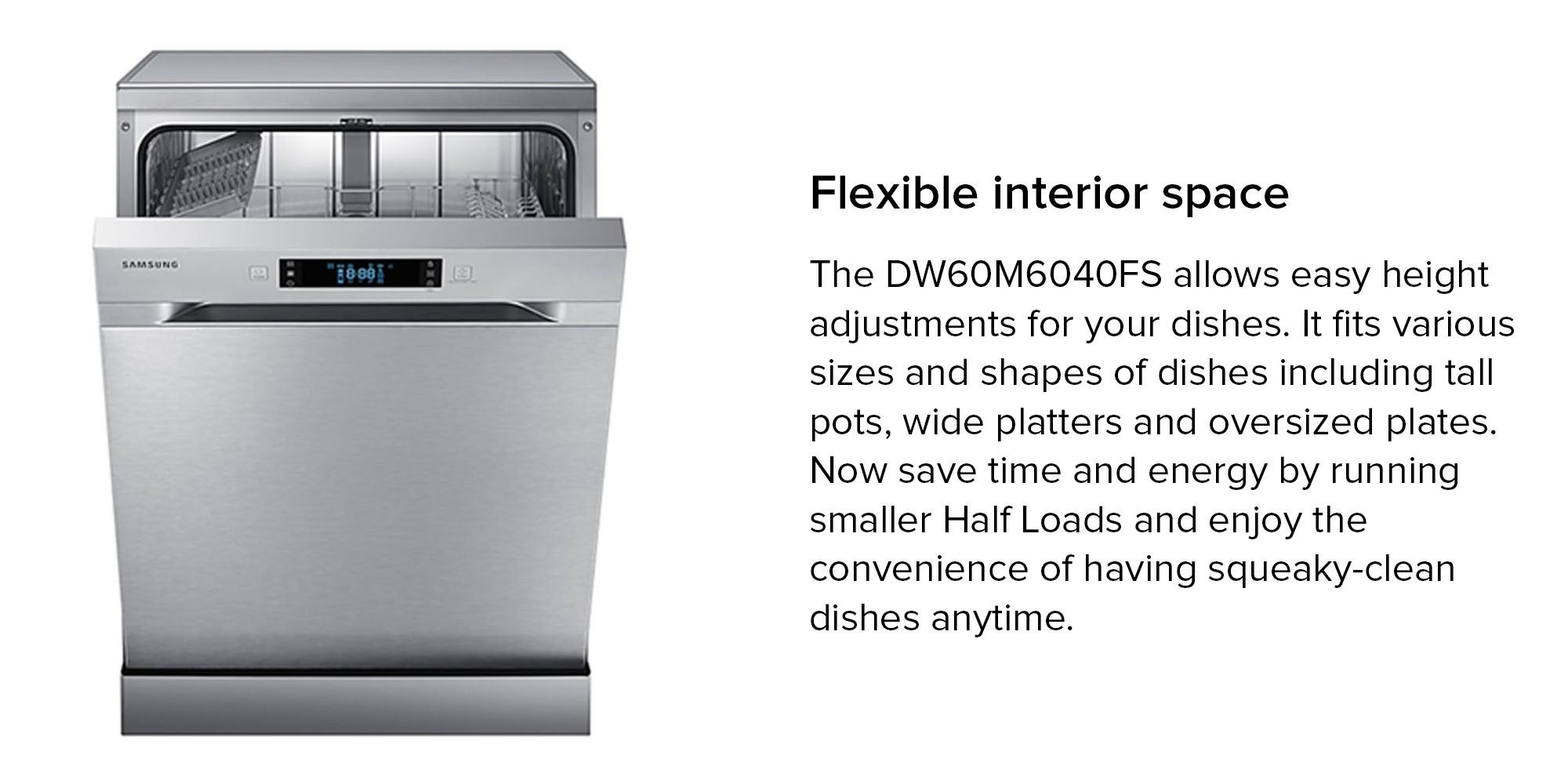 Samsung DW60M6040FS/GU | Free Standing Dishwasher 