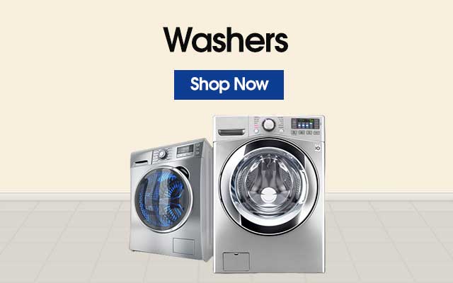 Front-loading washing machine in operation.