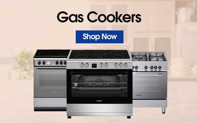 Stainless steel gas cooker with blue flame.