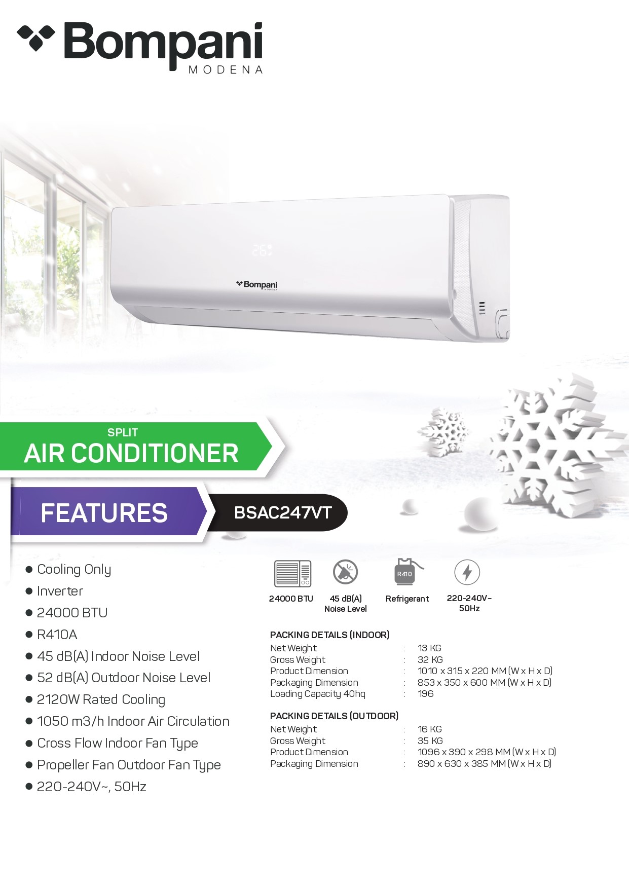 Bompani BSAC247VT | Split Air Conditioner