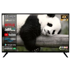 Magic World 55-inch 4k Ultra HD Smart TV, Android 11.0, Built in Receiver DVBT2/S2, A+ Panel, Wifi, Dual Remotes, Black - MG55Y20USBT2