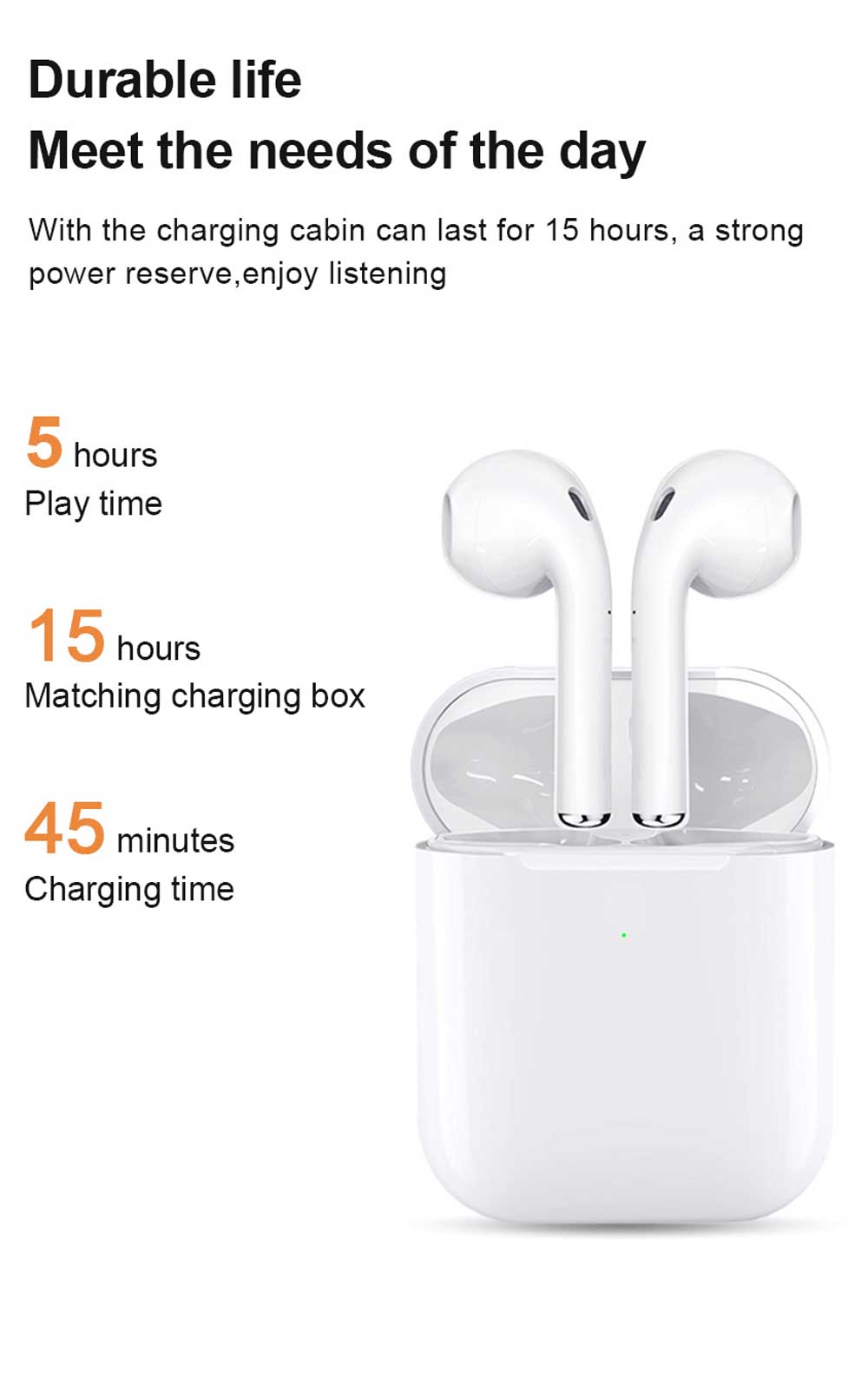 Miccell True Wireless Stereo Bluetooth 5.0 Headset White - VQ-Q200