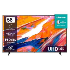 Hisense 58 Inch 4K UHD Smart Tv With Dolby Vision Pixel Tuning, Black - 58A61K