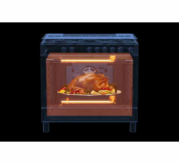 Toshiba 60X60, 4 Burner Gas Cooking Range Stailess Steel, Top and Front + Grey Silver Side - TBA-24BMG4G089