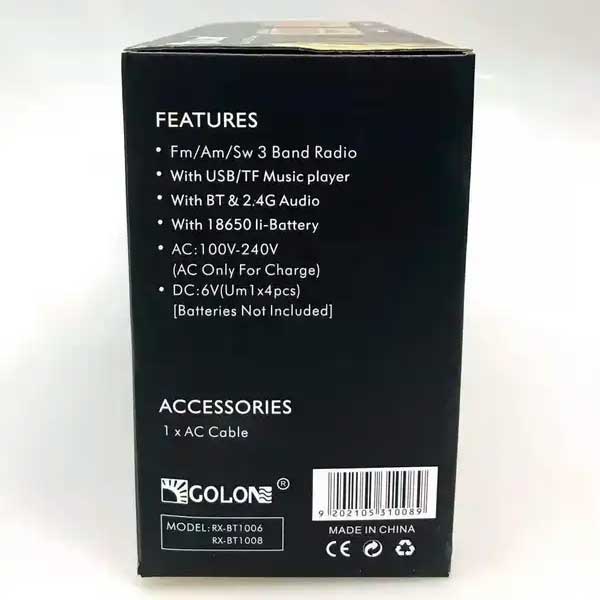 Golon Portable Bluetooth Radio Speaker - RX-BT1006