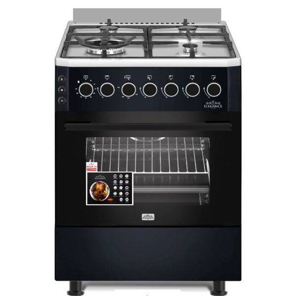 Elegance Free Standing Gas Cooker, 60x60 Cm, Black - ELCR6060BBS